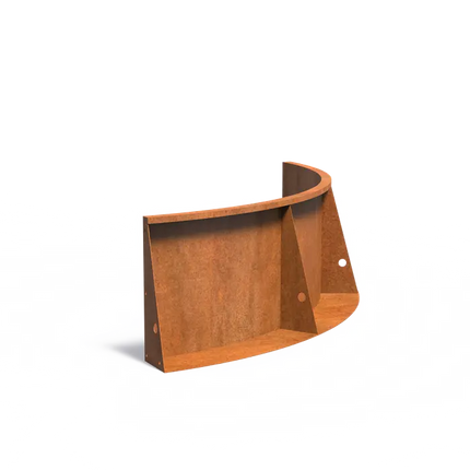 Mur oporowy ze stali Corten, zagięcie wewnętrzne, 150 x 150 x 60 cm