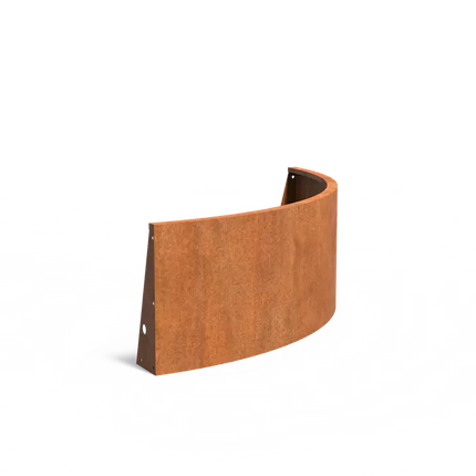 Mur oporowy ze stali Corten, zewnętrzny łuk 150 x 150 x 60 cm