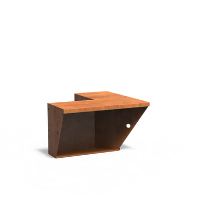Corten Steel Retaining Wall Inner Corner 50 x 50 x 50 cm - Wide Top Edge | Border