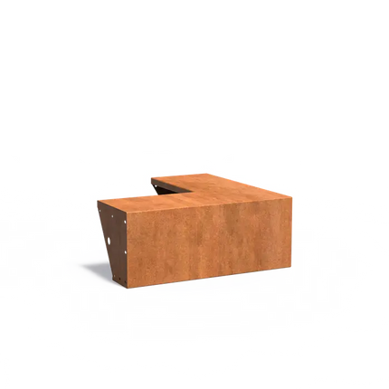 Angle extérieur de mur de soutènement en acier Corten 100 x 100 x 40 cm - Bord supérieur large | Bordure
