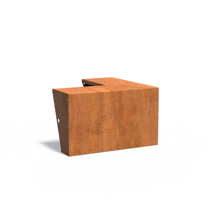 Corten Steel Retaining Wall Outer Corner 100 x 100 x 60 cm - Wide Top Edge | Border