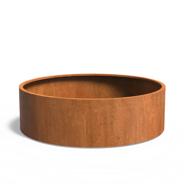 Jardinera redondo de acero Corten de 200 x 60 cm