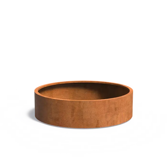 Jardinera redondo de acero Corten de 150 x 40 cm