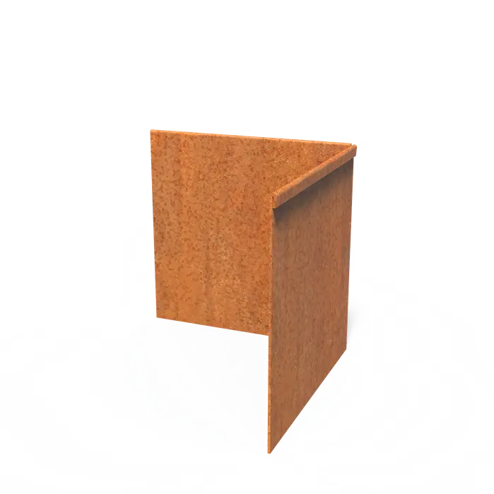 Cortenstaal Borderrand Hoek met geplette bovenrand 300 x 3 x 290 mm - Binnenbocht