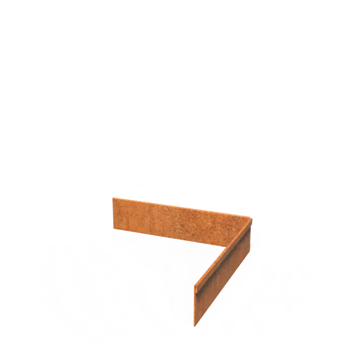 Corten stålkantkant hjørne med flad overkant 300 x 2 x 70 mm - Indvendig bøjning