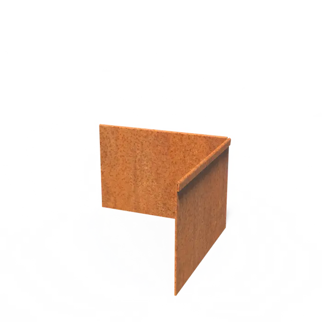 Cortenstaal Borderrand Hoek met geplette bovenrand 300 x 3 x 200 mm - Binnenbocht