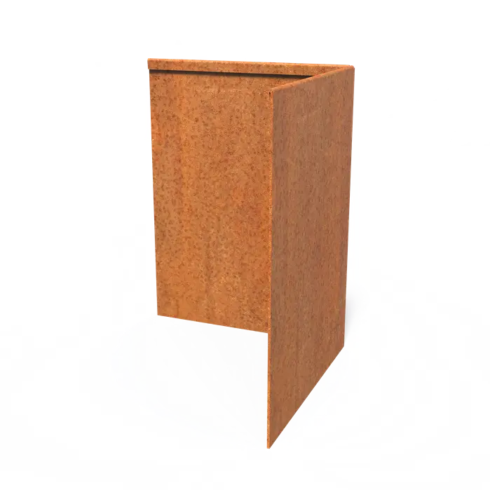 Cortenstaal Borderrand Hoek met geplette bovenrand 300 x 3 x 390 mm - Buitenbocht