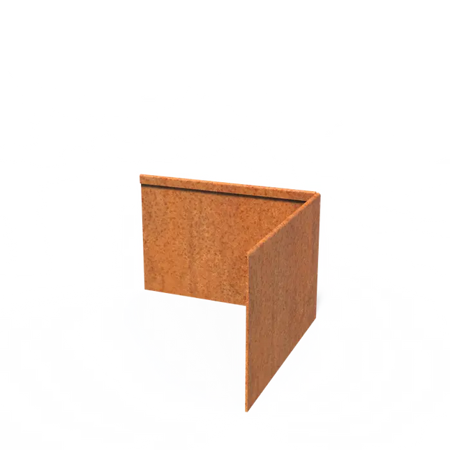 Cortenstaal Borderrand Hoek met geplette bovenrand 300 x 3 x 200 mm - Buitenbocht