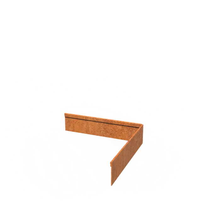 Cortenstaal Borderrand Hoek met geplette bovenrand 300 x 2 x 70 mm - Buitenbocht