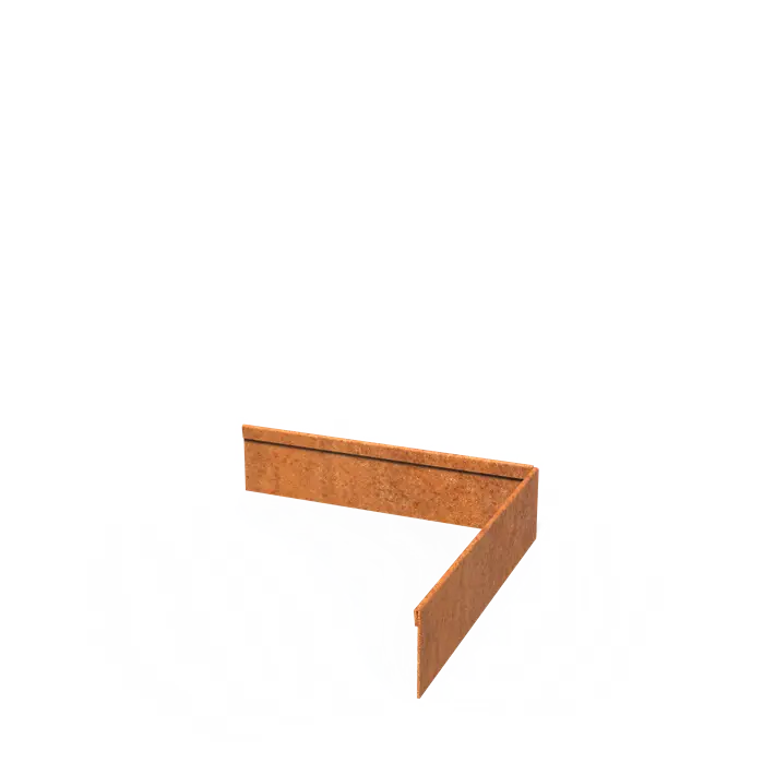 Angolo per bordi in acciaio Corten con bordo superiore appiattito 300 x 2 x 70 mm - Curvatura esterna