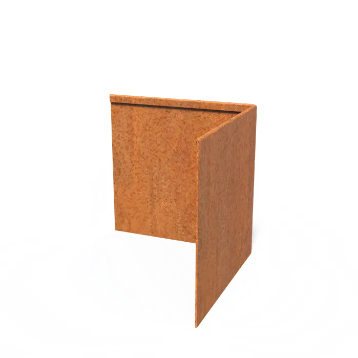 Angolo per bordi in acciaio Corten con bordo superiore appiattito 300 x 2 x 290 mm - Curvatura esterna