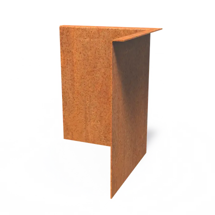 Cortenstaal Borderrand Hoek met gezette bovenrand 300 x 2 x 390 mm - Binnenbocht
