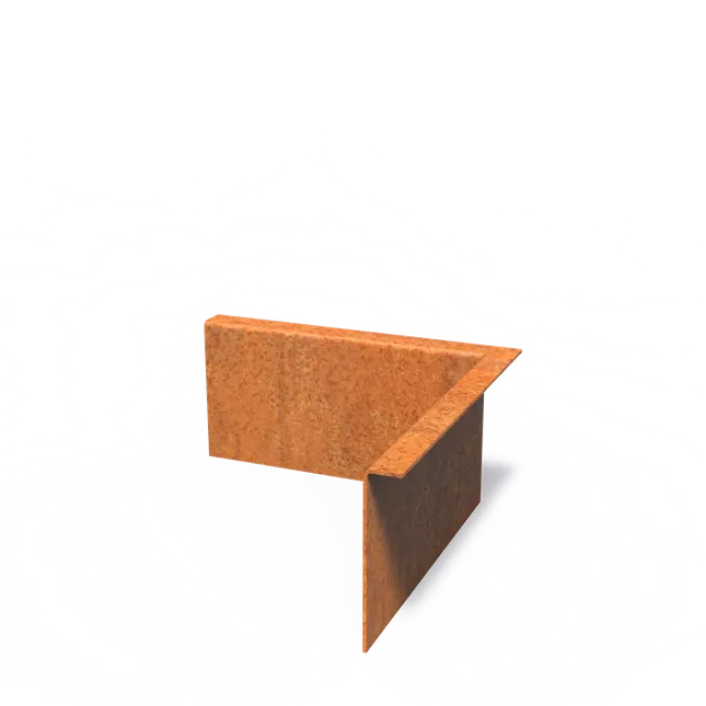 Cortenstaal Borderrand Hoek met gezette bovenrand 300 x 3 x 150 mm - Binnenbocht
