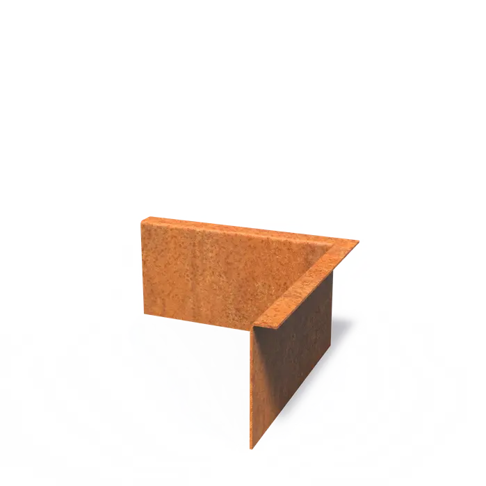 Cortenstaal Borderrand Hoek met gezette bovenrand 300 x 2 x 150 mm - Binnenbocht