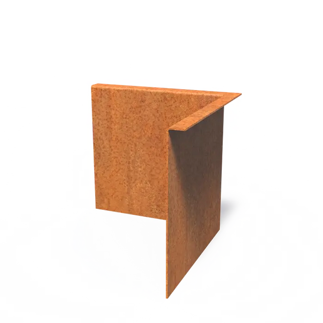 Cortenstaal Borderrand Hoek met gezette bovenrand 300 x 3 x 290 mm - Binnenbocht