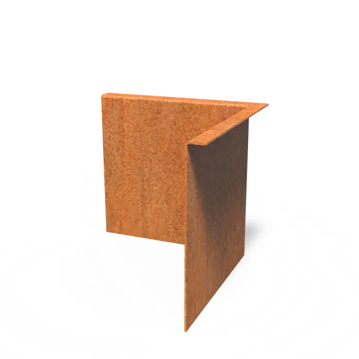 Angolo per bordi in acciaio Corten con bordo superiore ripiegato 300 x 3 x 290 mm - Curvatura interna