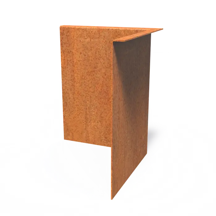 Angolo per bordi in acciaio Corten con bordo superiore ripiegato 300 x 3 x 390 mm - Curvatura interna