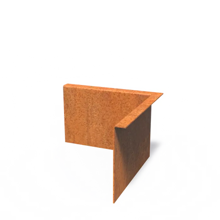 Cortenstaal Borderrand Hoek met gezette bovenrand 300 x 2 x 200 mm - Binnenbocht