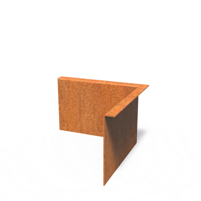 Cortenstaal Borderrand Hoek met gezette bovenrand 300 x 3 x 200 mm - Binnenbocht