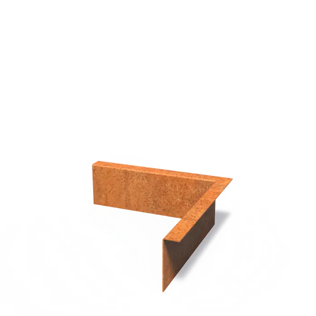 Cortenstaal Borderrand Hoek met gezette bovenrand 300 x 2 x 100 mm - Binnenbocht
