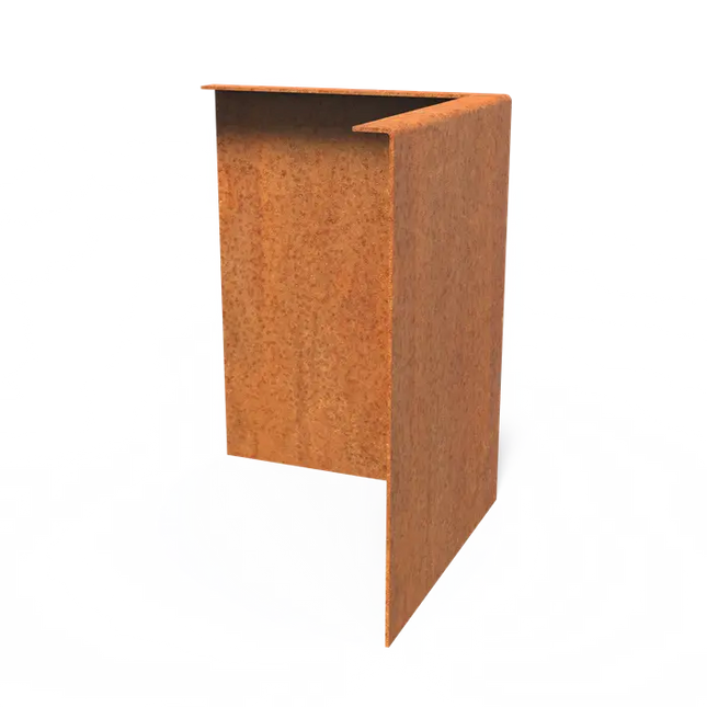 Cortenstaal Borderrand Hoek met gezette bovenrand 300 x 3 x 390 mm - Buitenbocht