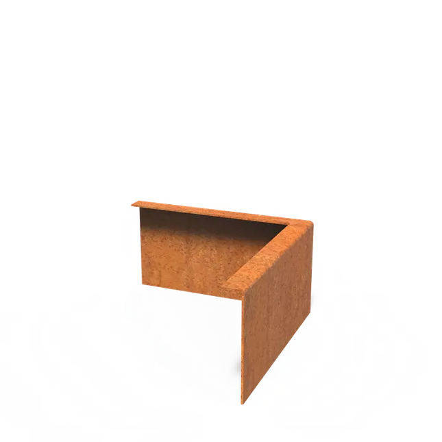 Cortenstaal Borderrand Hoek met gezette bovenrand 300 x 3 x 150 mm - Buitenbocht
