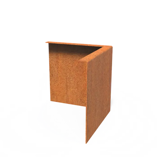 Cortenstaal Borderrand Hoek met gezette bovenrand 300 x 3 x 290 mm - Buitenbocht