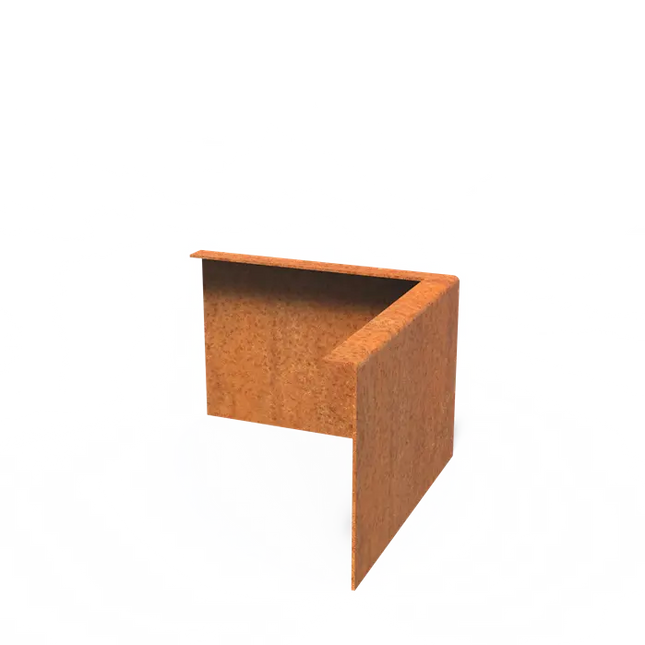 Cortenstaal Borderrand Hoek met gezette bovenrand 300 x 3 x 200 mm - Buitenbocht