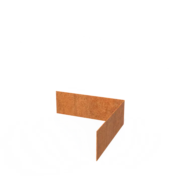 Cortenstaal Borderrand Hoek met rechte bovenrand 300 x 2 x 100 mm - Binnenbocht