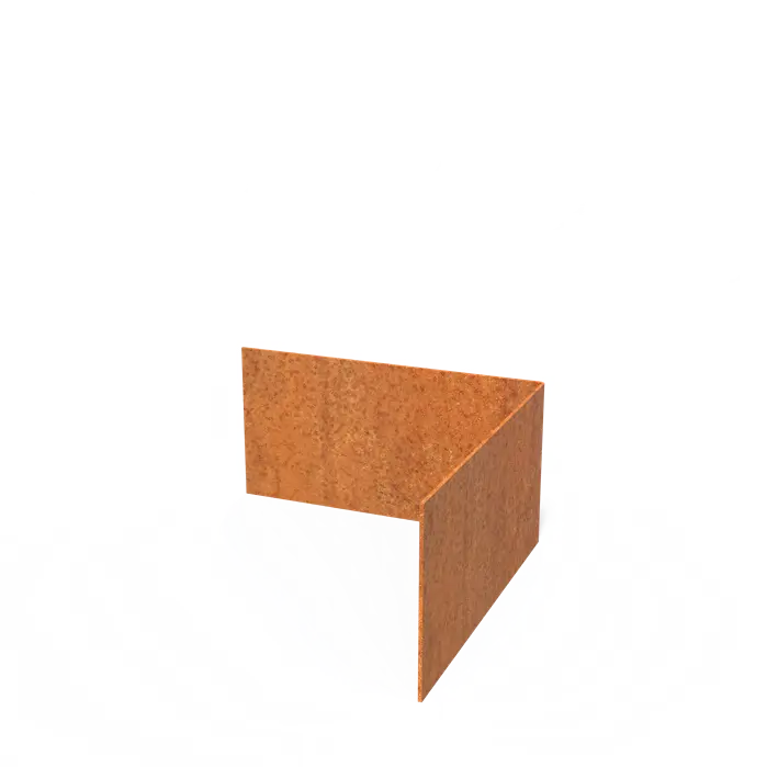 Cortenstaal Borderrand Hoek met rechte bovenrand 300 x 3 x 150 mm - Binnenbocht