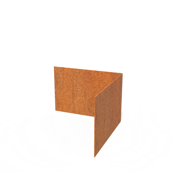 Corten stålkant Kanthjørne med lige overkant 300 x 2 x 200 mm - Udvendig bøjning