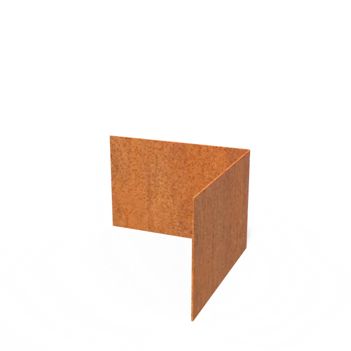 Cortenstaal Borderrand Hoek met rechte bovenrand 300 x 3 x 200 mm - Buitenbocht