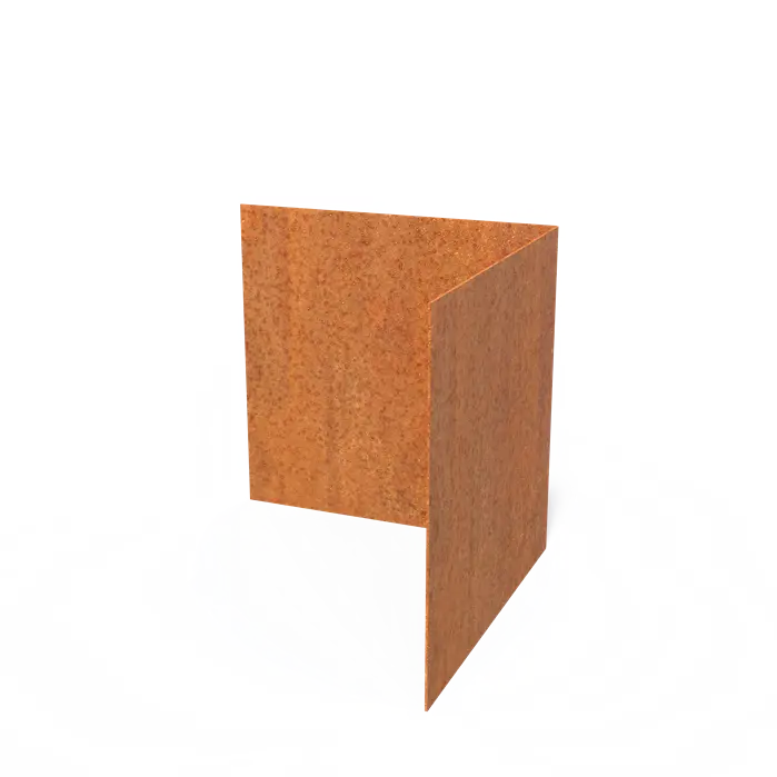 Cortenstaal Borderrand Hoek met rechte bovenrand 300 x 2 x 290 mm - Buitenbocht