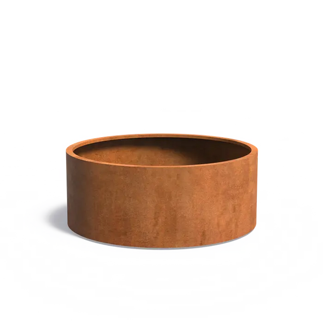 Jardinera redondo de acero Corten de 150 x 80 cm