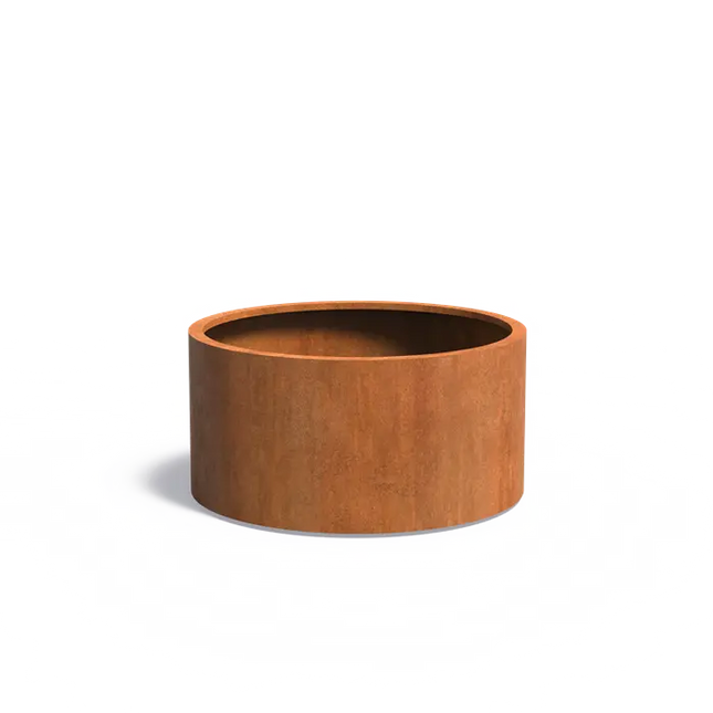 Jardinera redondo de acero Corten de 120 x 60 cm