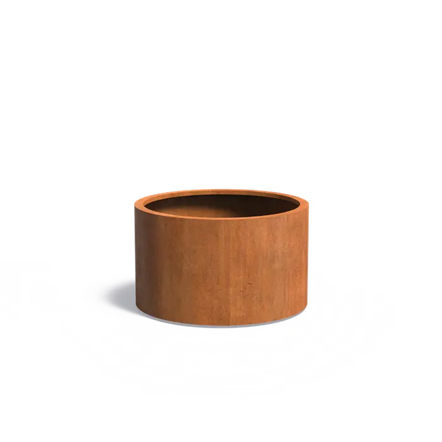 Jardinera redondo de acero Corten de 100 x 60 cm