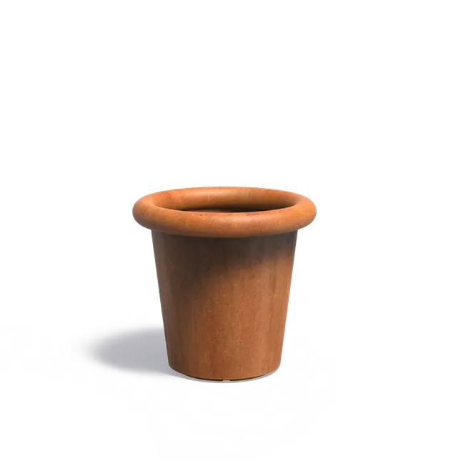 Jardinera redondo de acero Corten de 80 x 75 cm - Con borde