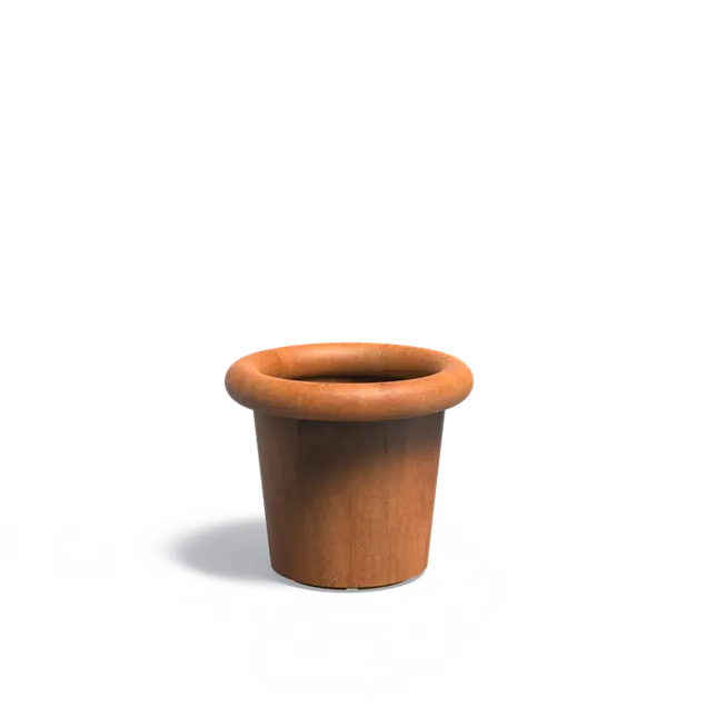 Jardinera redondo de acero Corten de 70 x 60 cm - Con borde