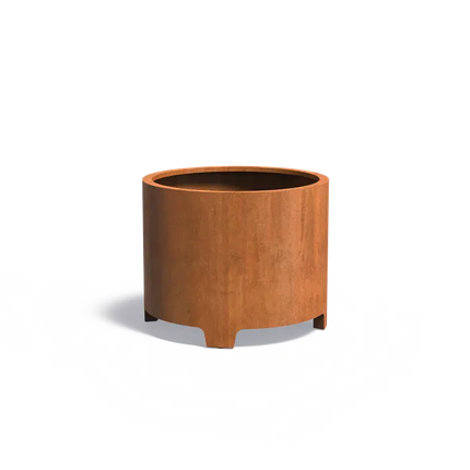 Okrągła donica ze stali corten na nogach 100 x 80 cm