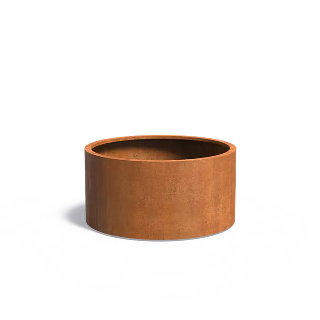 Corten Steel Round Planter on Wheels Ø120 x 60 cm