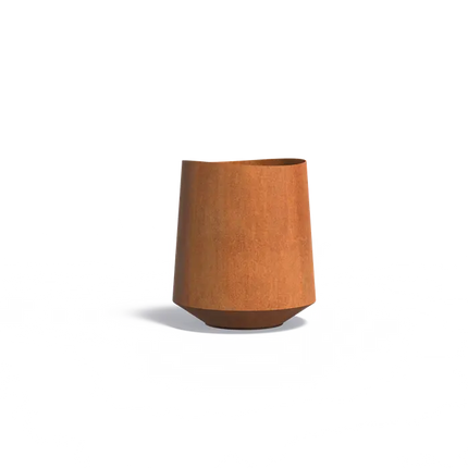 Jardinière ronde en acier Corten 70 x 80 cm - Avec socle