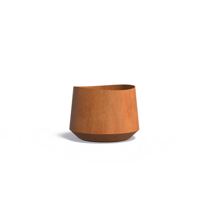 Jardinera redondo de acero Corten de 80 x 60 cm - Con base