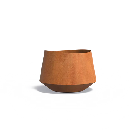 Jardinière ronde en acier Corten 100 x 70 cm - Avec socle