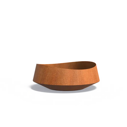 Pot de fleurs rond en acier Corten 120 x 45 cm - Avec socle