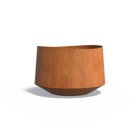 Pot de fleurs rond en acier Corten 120 x 80 cm - Avec socle