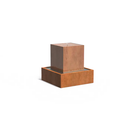 Bloc d'eau en acier Corten 70 x 70 x 70 cm - Bloc