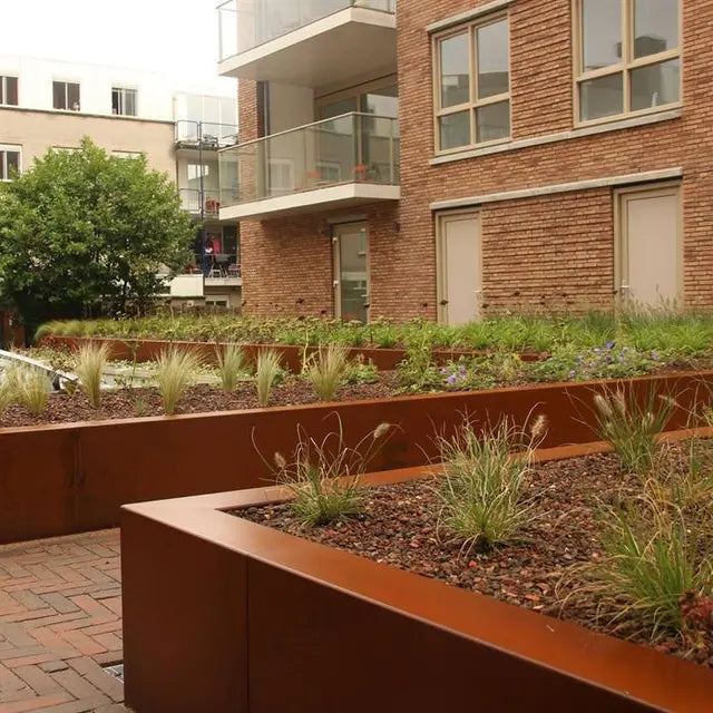 Angolo esterno per muro di contenimento in acciaio Corten, 100 x 100 x 50 cm