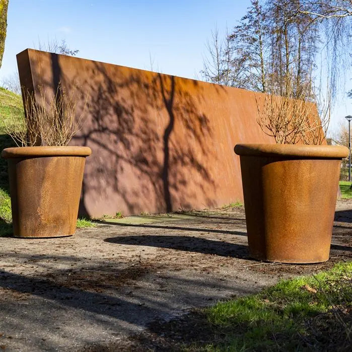 Cortenstaal Plantenbak Rond 70 x 60 cm - Met Rand