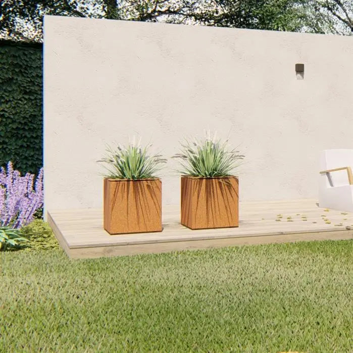 Corten stål plantekasse 83 x 83 x 70 cm - med kant