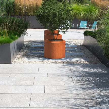Jardinière ronde en acier Corten 80 x 60 cm - Avec bordure